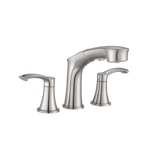 Brushed Nickel Widespread Pull Out Sprayer Bathroom Faucet