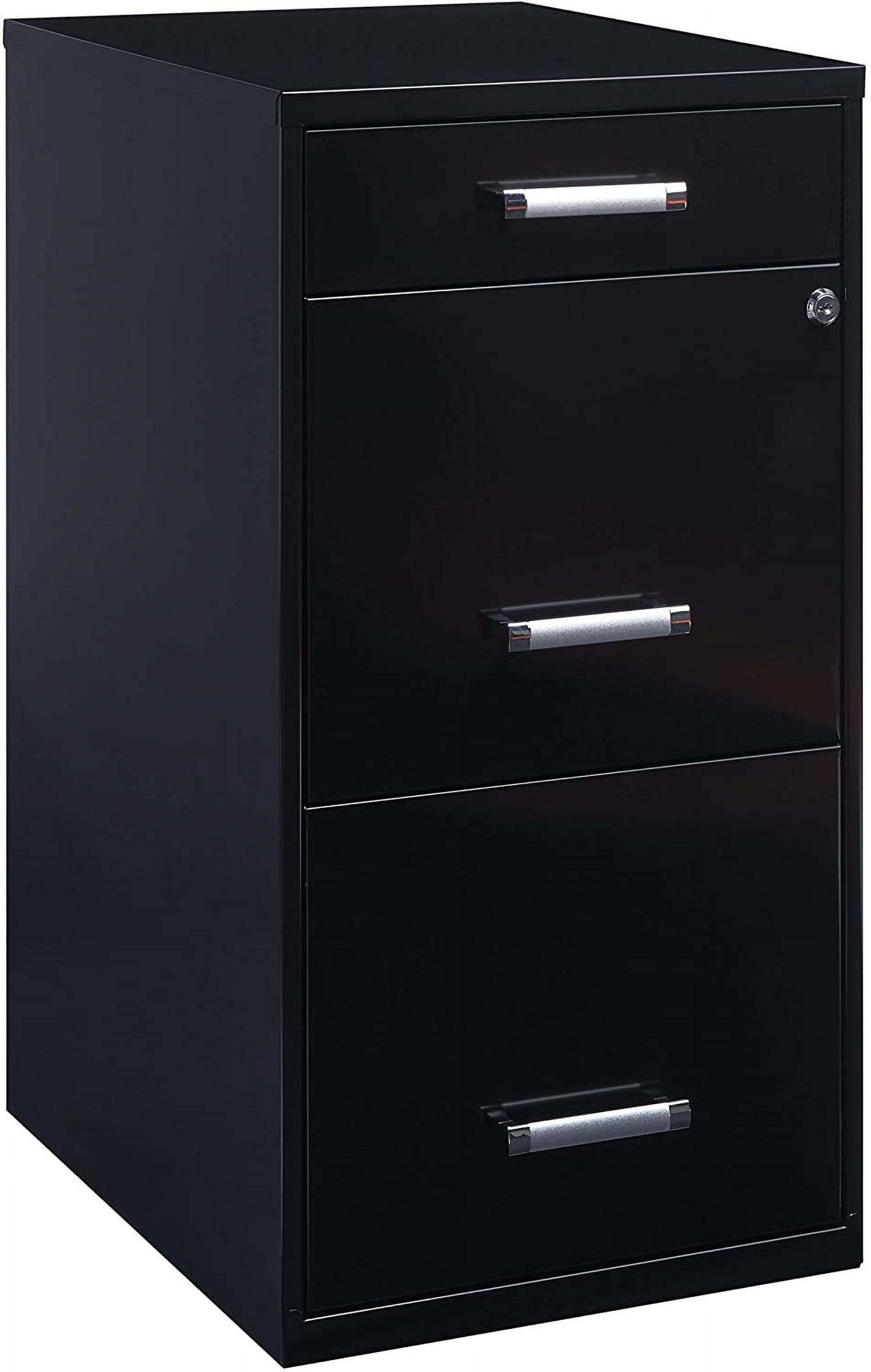 Efficient Mobile 2-Drawer Lockable File Cabinet in Black