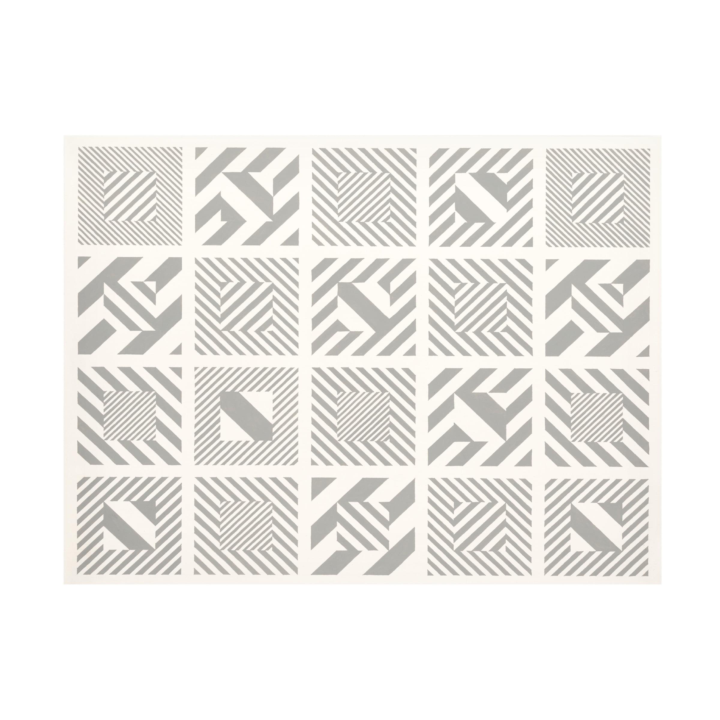 Gray and White Geometric Pattern Canvas Art, 18 x 24