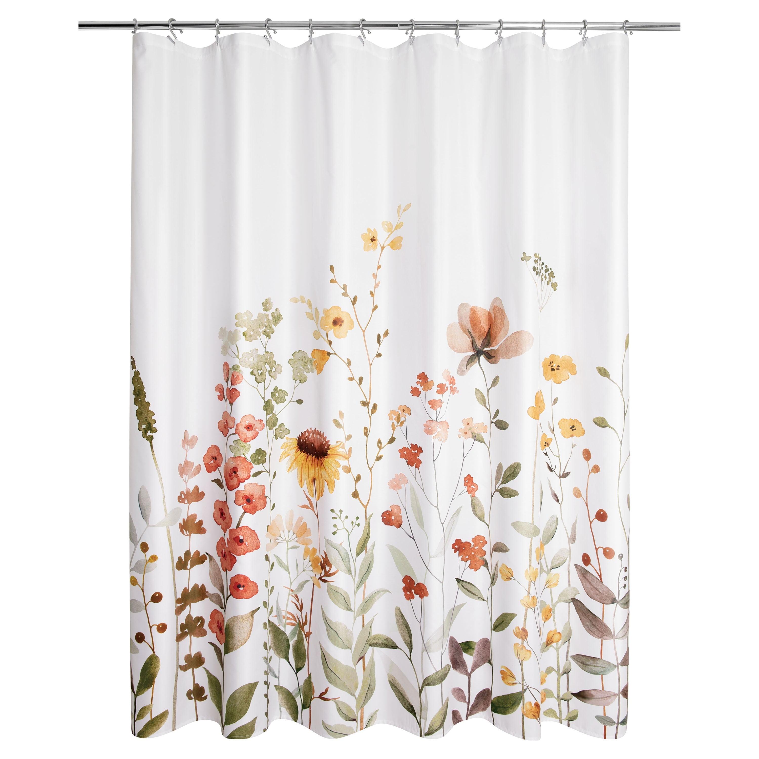 Wild Garden Floral White Polyester Shower Curtain