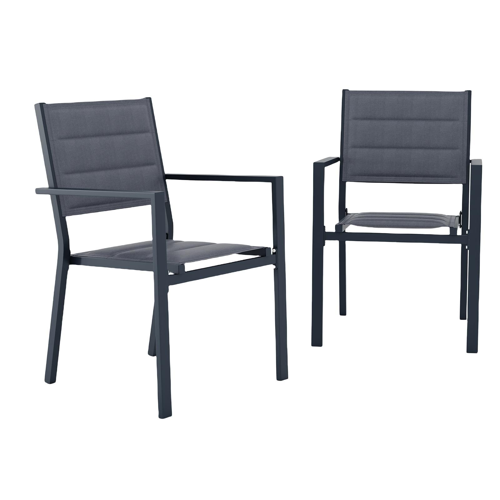Riedhoff Set of 2 Patio Dining Chairs,Outdoor Stackable Patio Chairs with Armrests & Backrest, Grey
