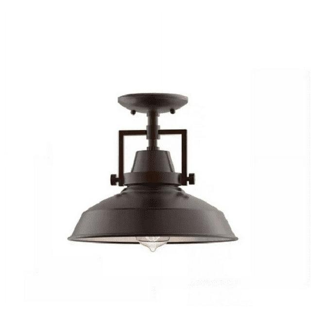 Wilhelm 12 in. 1-Light Bronze Farmhouse Semi-Flush Mount Kitchen Ceiling Light Fixture