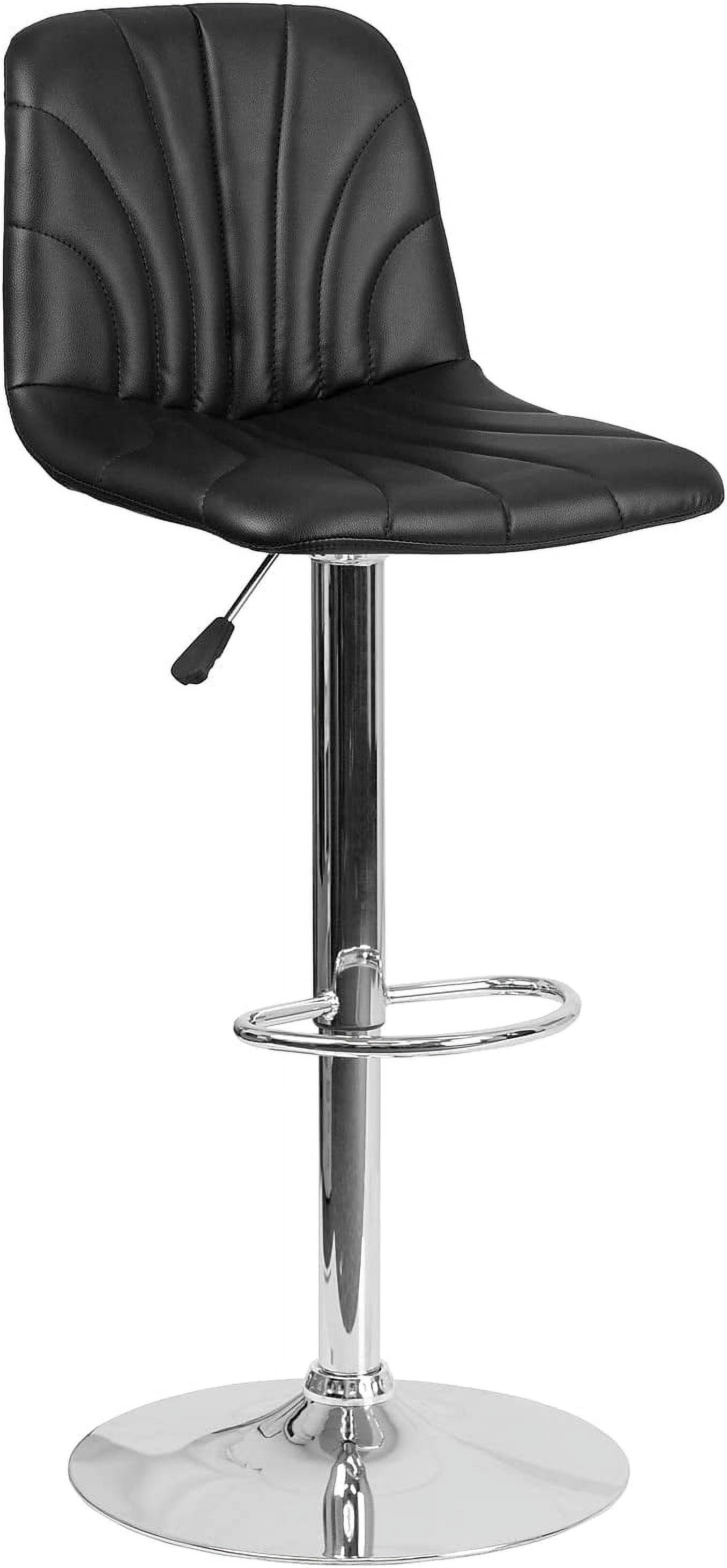 Contemporary Black Vinyl Swivel Barstool with Chrome Base and Adjustable Height