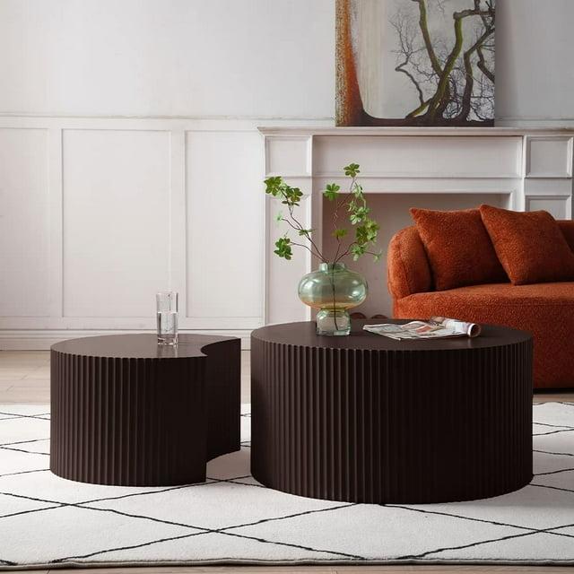 Williamspace Nesting Coffee Table Set, Modern Luxury, 2 Pieces, Black