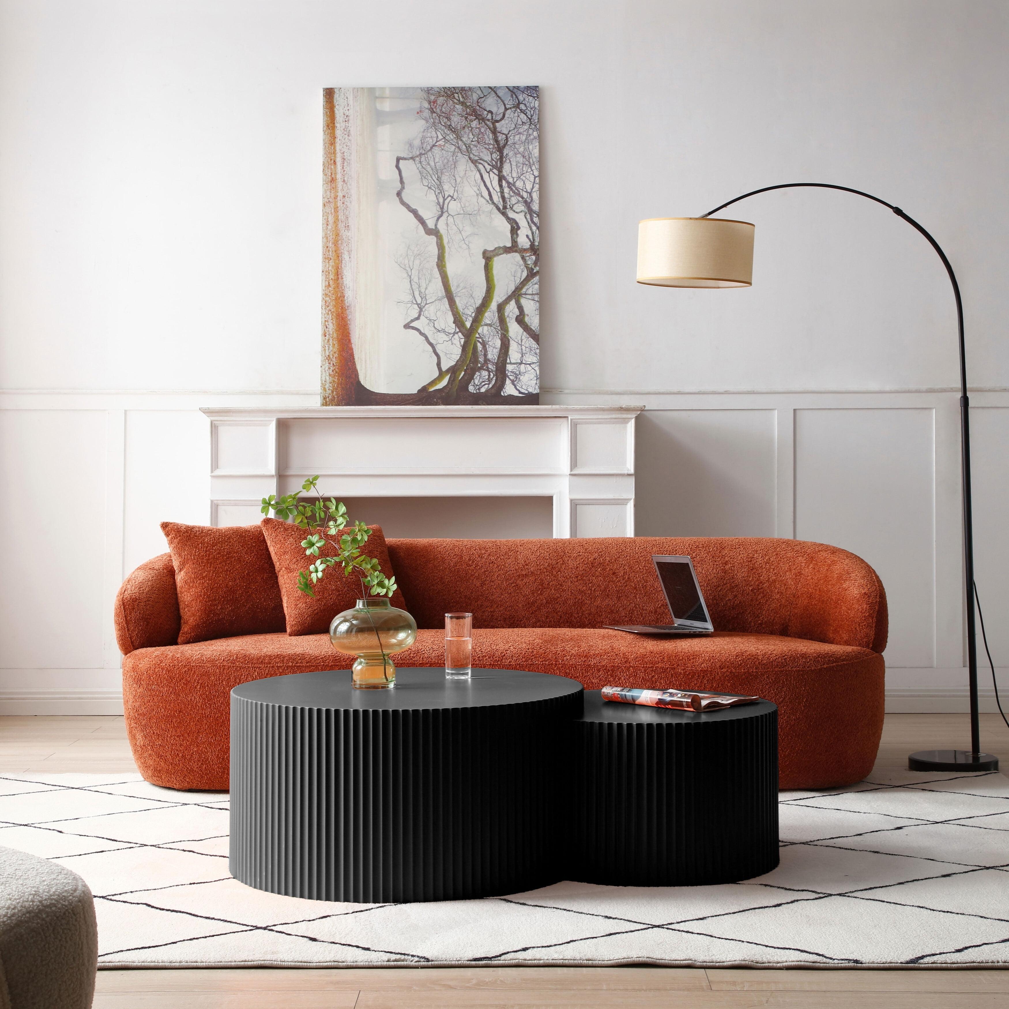 Williamspace Nesting Coffee Table Set, Modern Luxury, 2 Pieces, Black