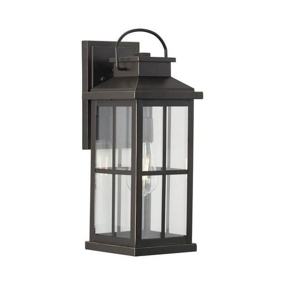 Progress Lighting Williamston 1-Light Antique Bronze Farmhouse Outdoor Large Wall Lantern with Clear Glass Shade