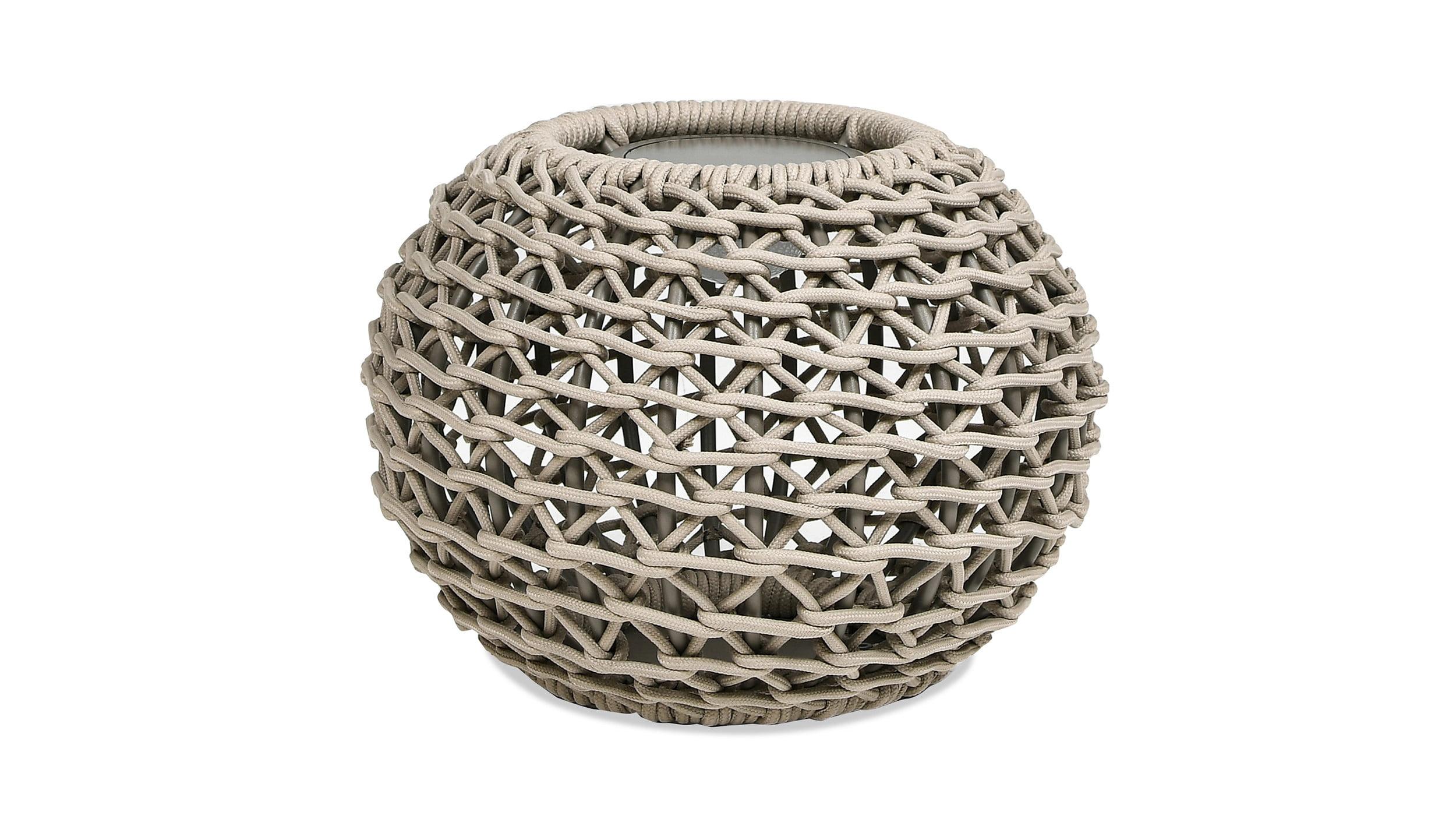 Willow 13'' Light Beige Olefin Woven Globe Lantern with LED Light