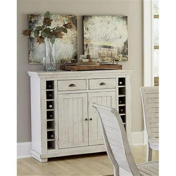 Progressive Furniture Willow Wood Wine Rack Server in Distressed White