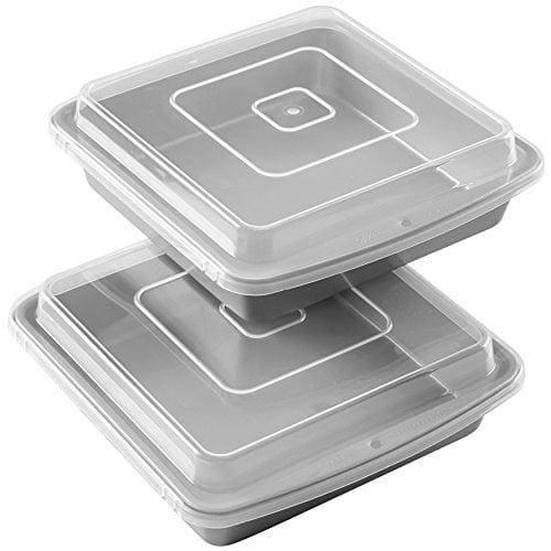 Stainless Steel 9-Inch Square Non-Stick Baking Pan Set with Lids