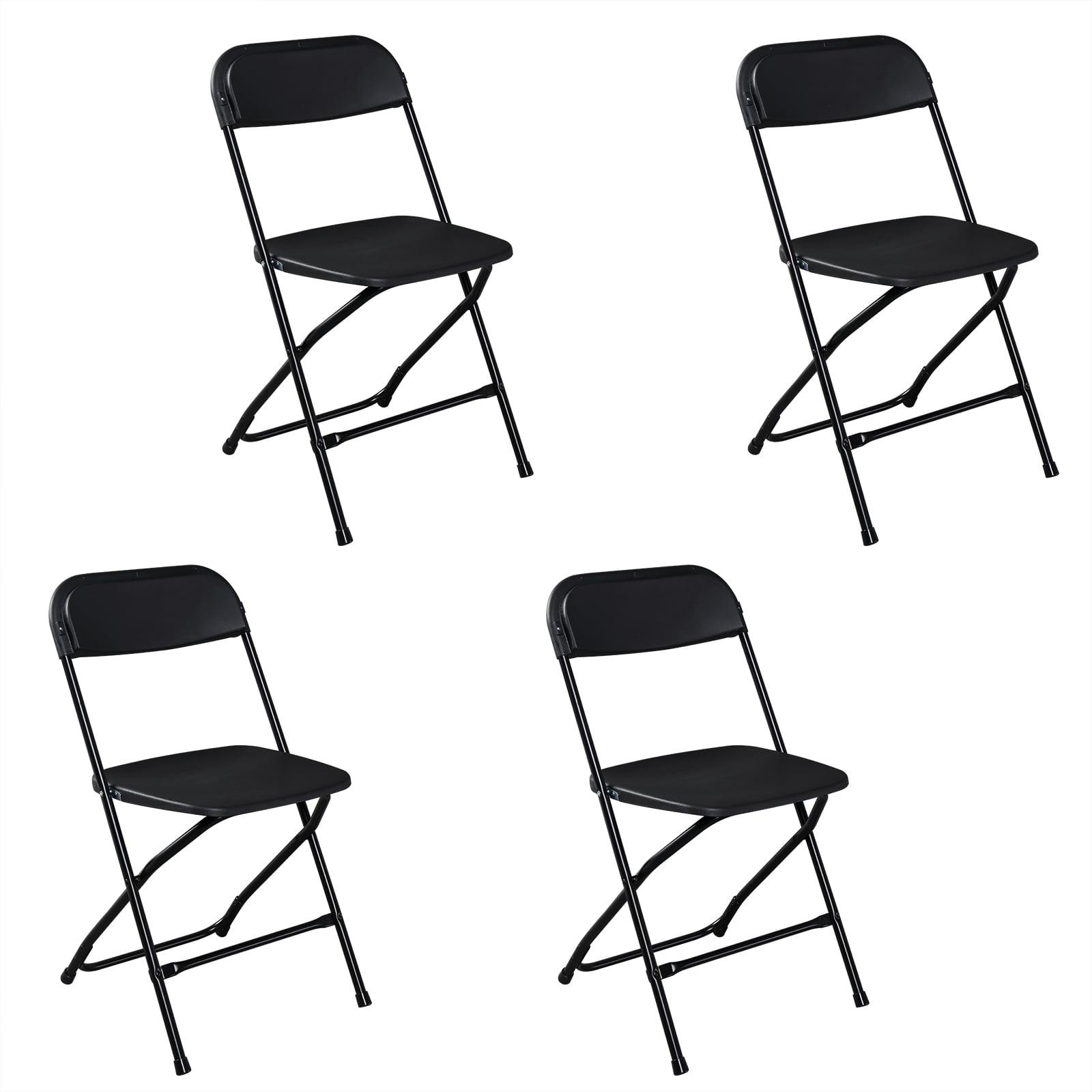 Ktaxon 4 Pack Indoor Outdoor Events Seats, Portable Stackable, Plastic Folding Chairs for Party, Black