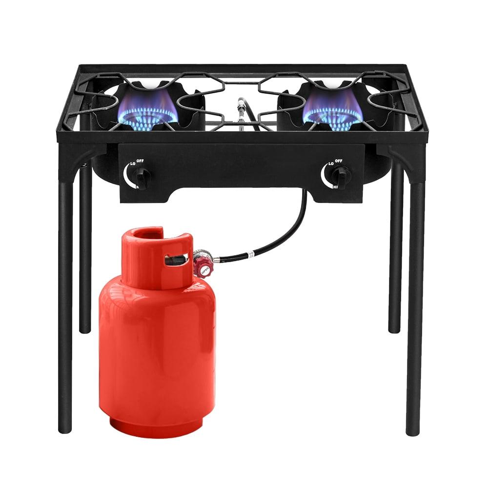 GoDecor Portable Propane Stove 2 Burner Outdoor Camping BBQ Grill With Wind Panel, 150000BTU