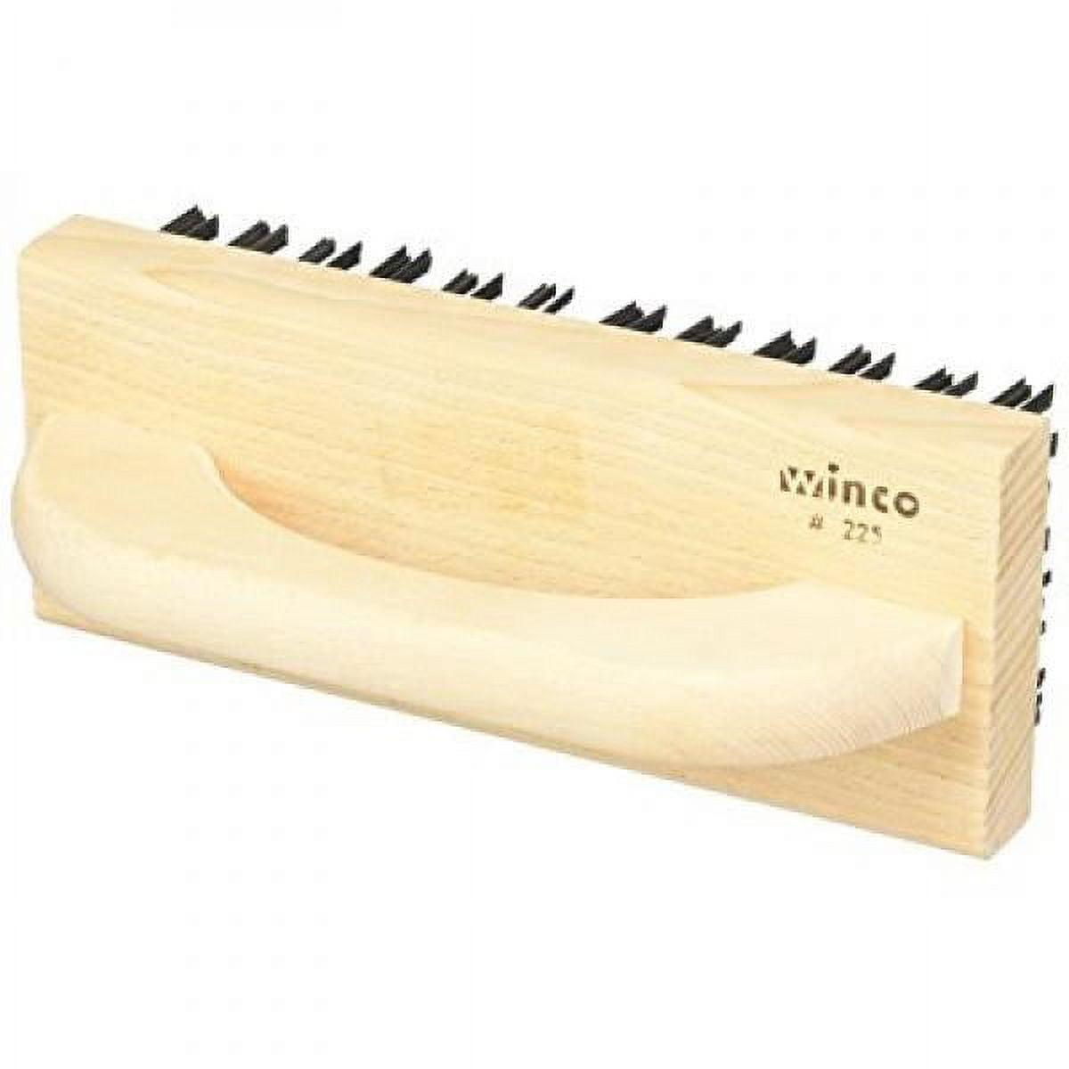 Winco Medium Brown Wood Butcher Block Brush with Steel Bristles