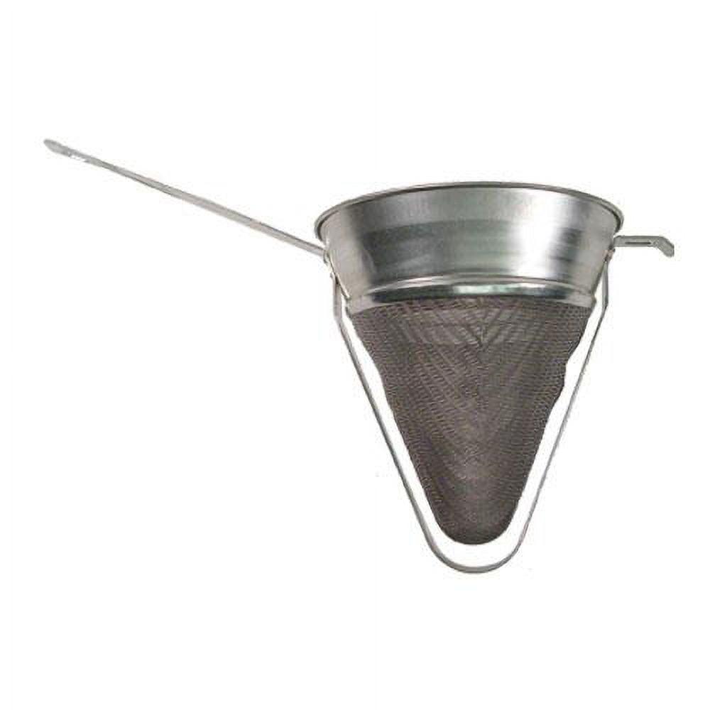 Winco Bouillon Strainer with Extra Fine Mesh, Reinforced, Hollow Handle Stainless Steel, 8"