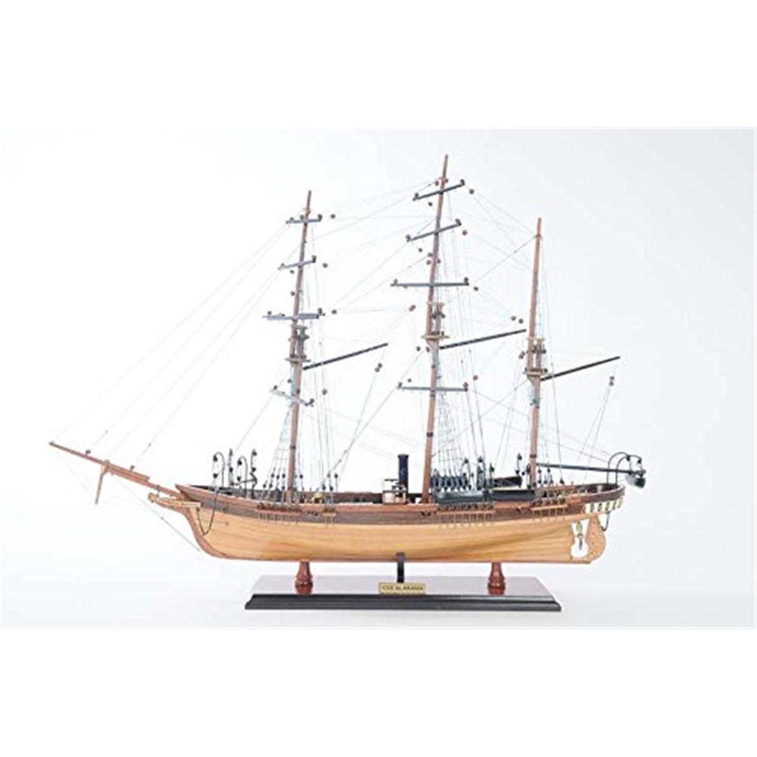 Handcrafted Solid Wood Nautical Ship Model Decor