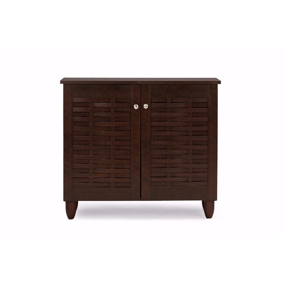 Winda Dark Brown Wooden 2-Door Entryway Shoe Cabinet