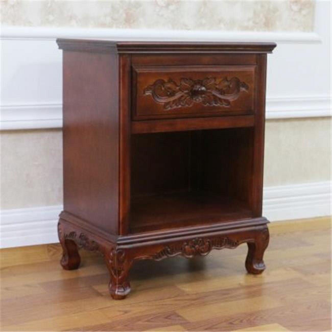 Elegant Windsor Walnut Round End Table with Carved Details and Storage