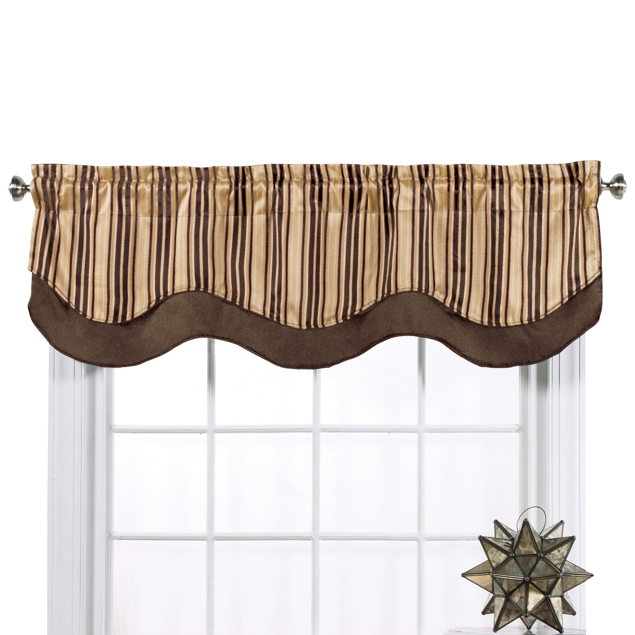 Windsor Brown Striped Jacquard Layered Window Valance