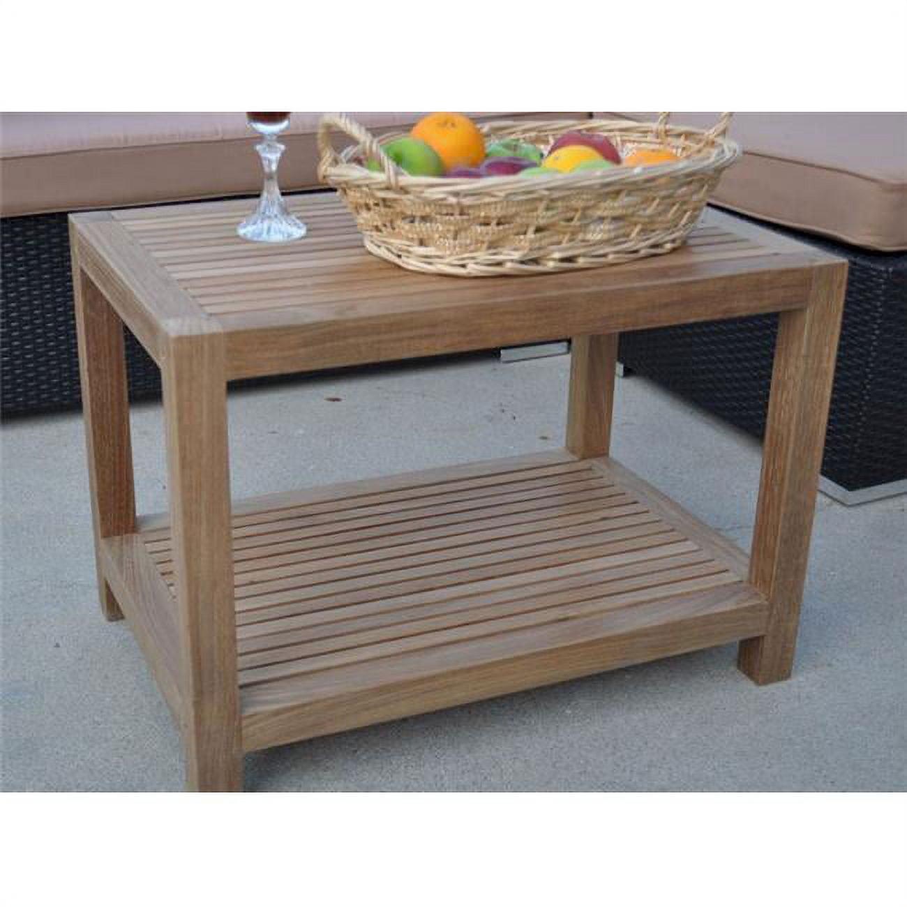 Teak Wood Outdoor Square 2-Tier Side Table