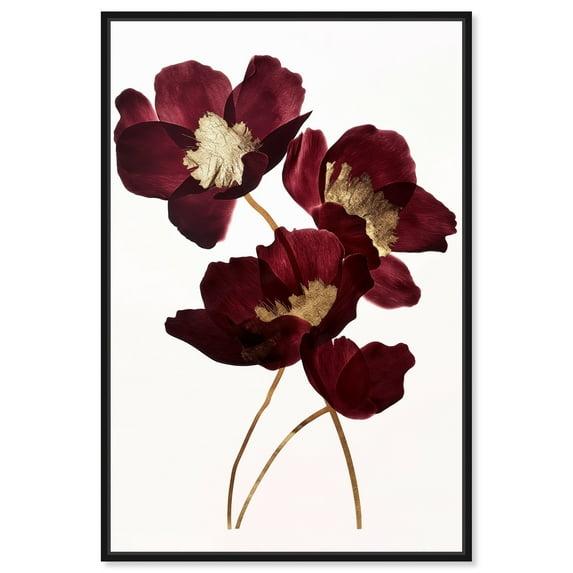 Art Remedy Art Remedy Wine Flowers Framed Floral Fine 1 Piece Canvas Wall Art 57114