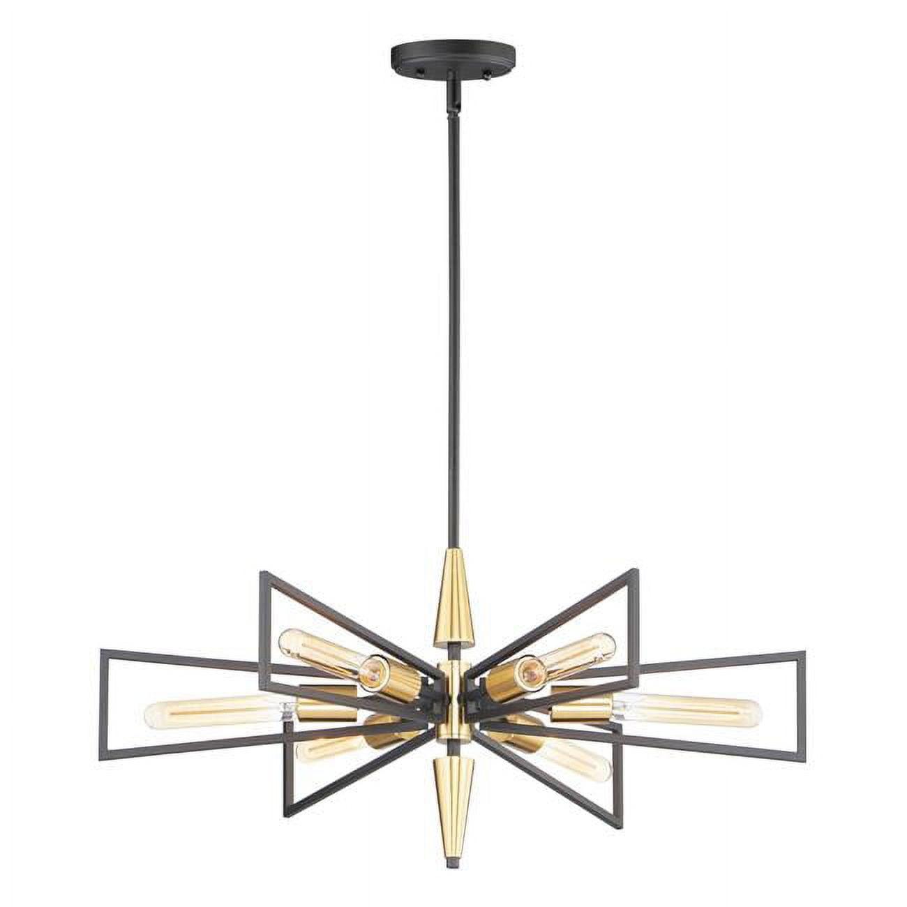 Elegant 6-Light Chandelier in Black and Satin Brass Finish