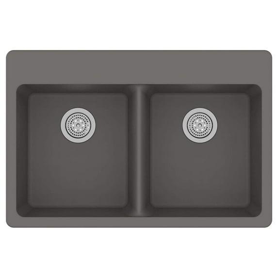 Granite 33" L x 22" W Double Bowl Dual Mount Kitchen Sink