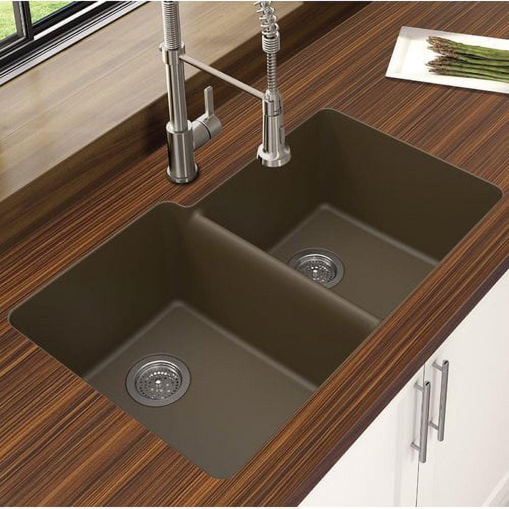 Granite 33" L x 21" W Double Bowl Undermount Kitchen Sink