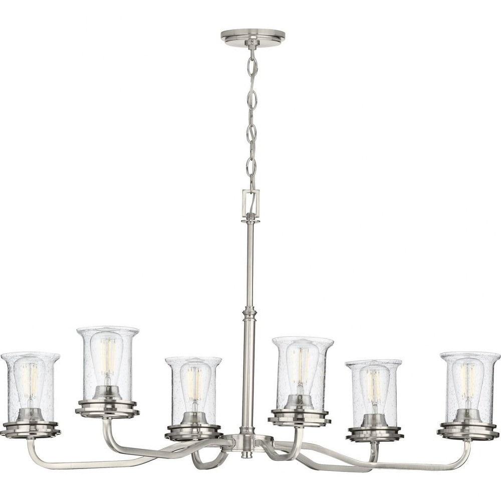 Progress Lighting Winslett 6-Light Chandelier, Brushed Nickel, Seeded Glass Shades