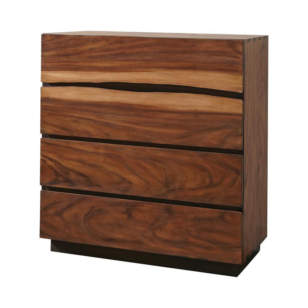 Smokey Walnut and Coffee Bean 4-Drawer Chest with Soft Close