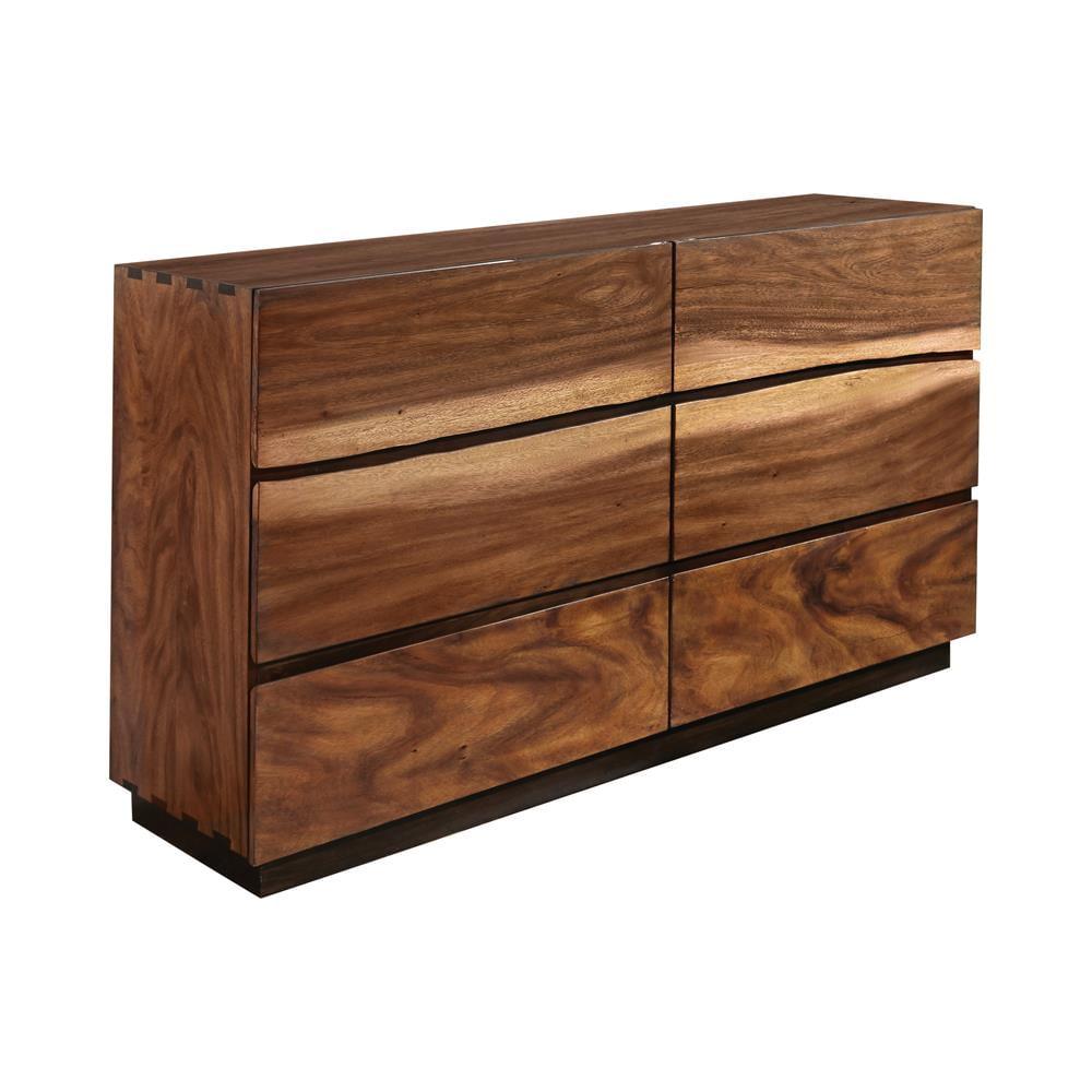 Smokey Walnut and Coffee Bean 6-Drawer Dresser with Soft Close