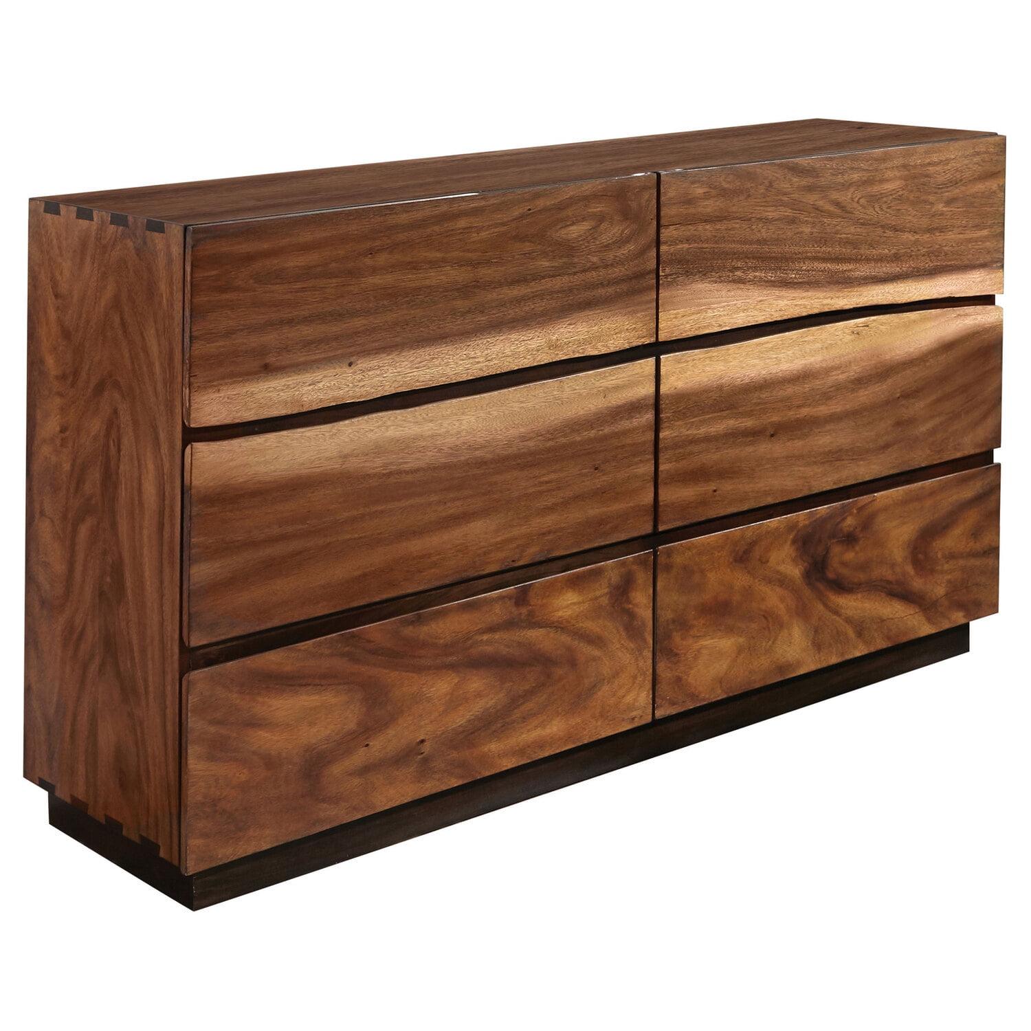 Smokey Walnut and Coffee Bean 6-Drawer Dresser with Soft Close