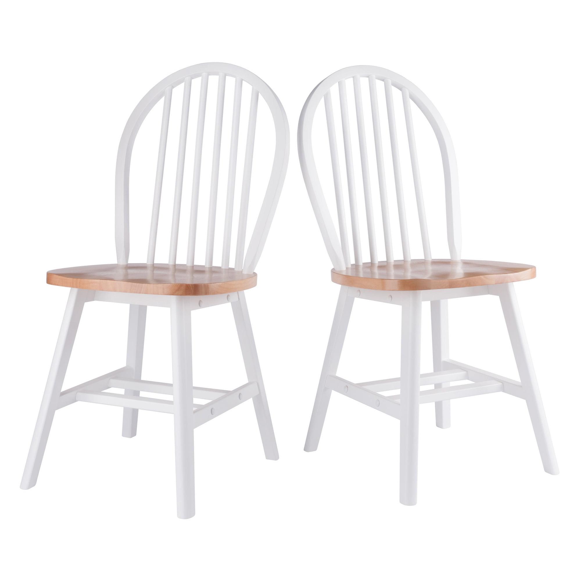 Winsome 2pc Windsor Chair Set Natural/White : Wood Frame, Spot Clean, Transitional Style, No Tools Assembly