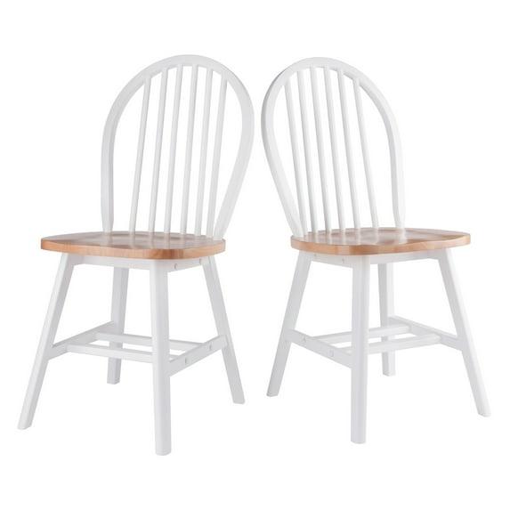 Winsome 2pc Windsor Chair Set Natural/White : Wood Frame, Spot Clean, Transitional Style, No Tools Assembly