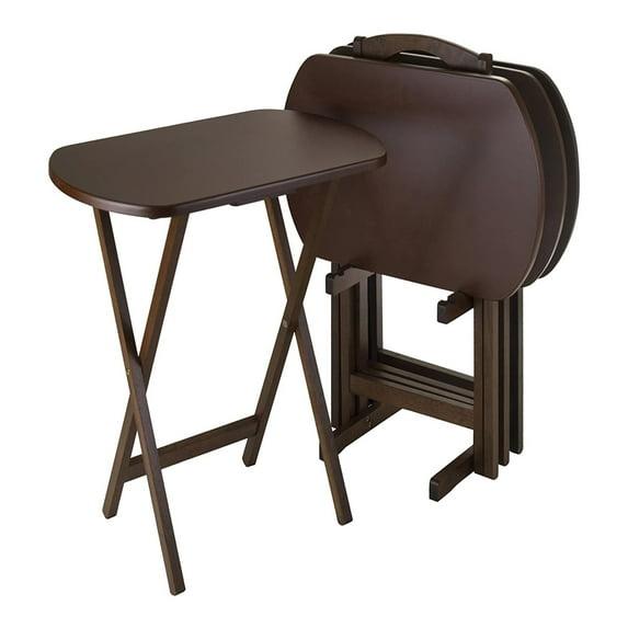 Winsome Corbett 5-Piece Oversize Snack Table Set, Walnut Finish