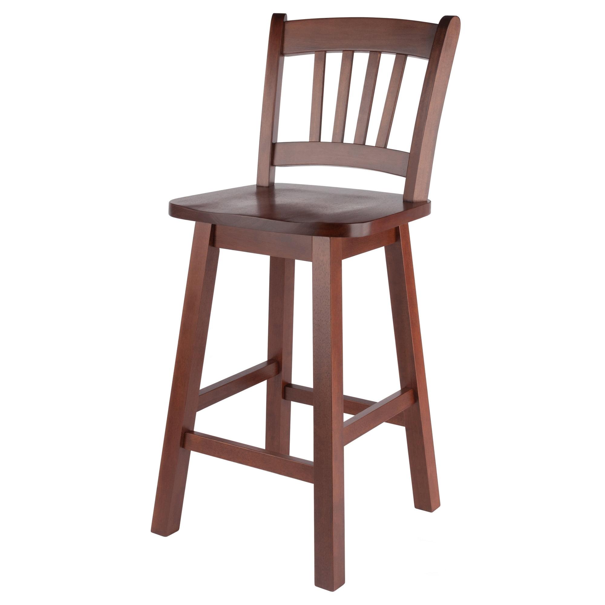 Fina Swivel Seat Counter Height Barstool Walnut - Winsome: Transitional Style, Wood Frame, Fixed 24.57" Seat Height