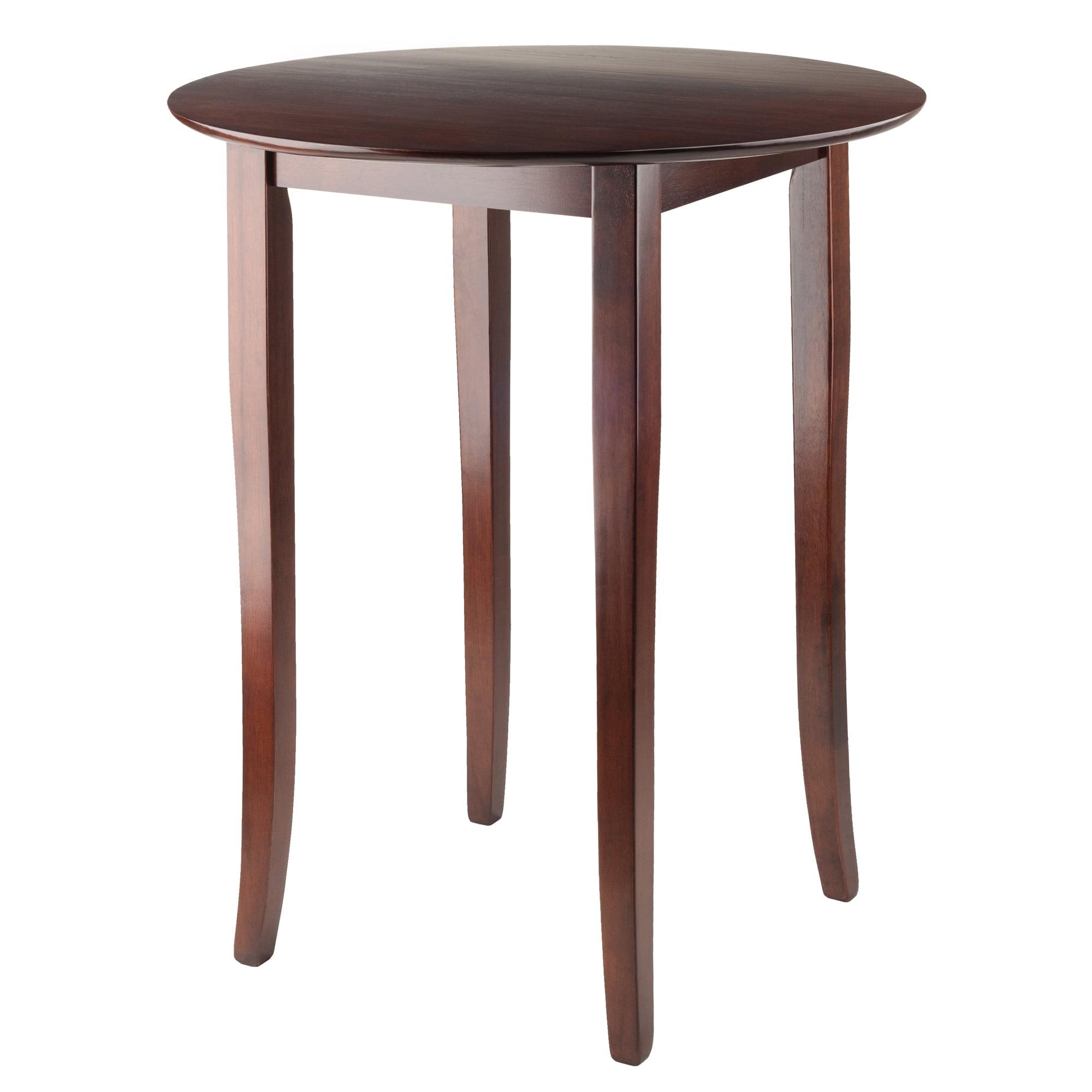 Fiona Round High/Pub Table Antique Walnut - Winsome: Solid Wood, 4-Seat, Breakfast Nook