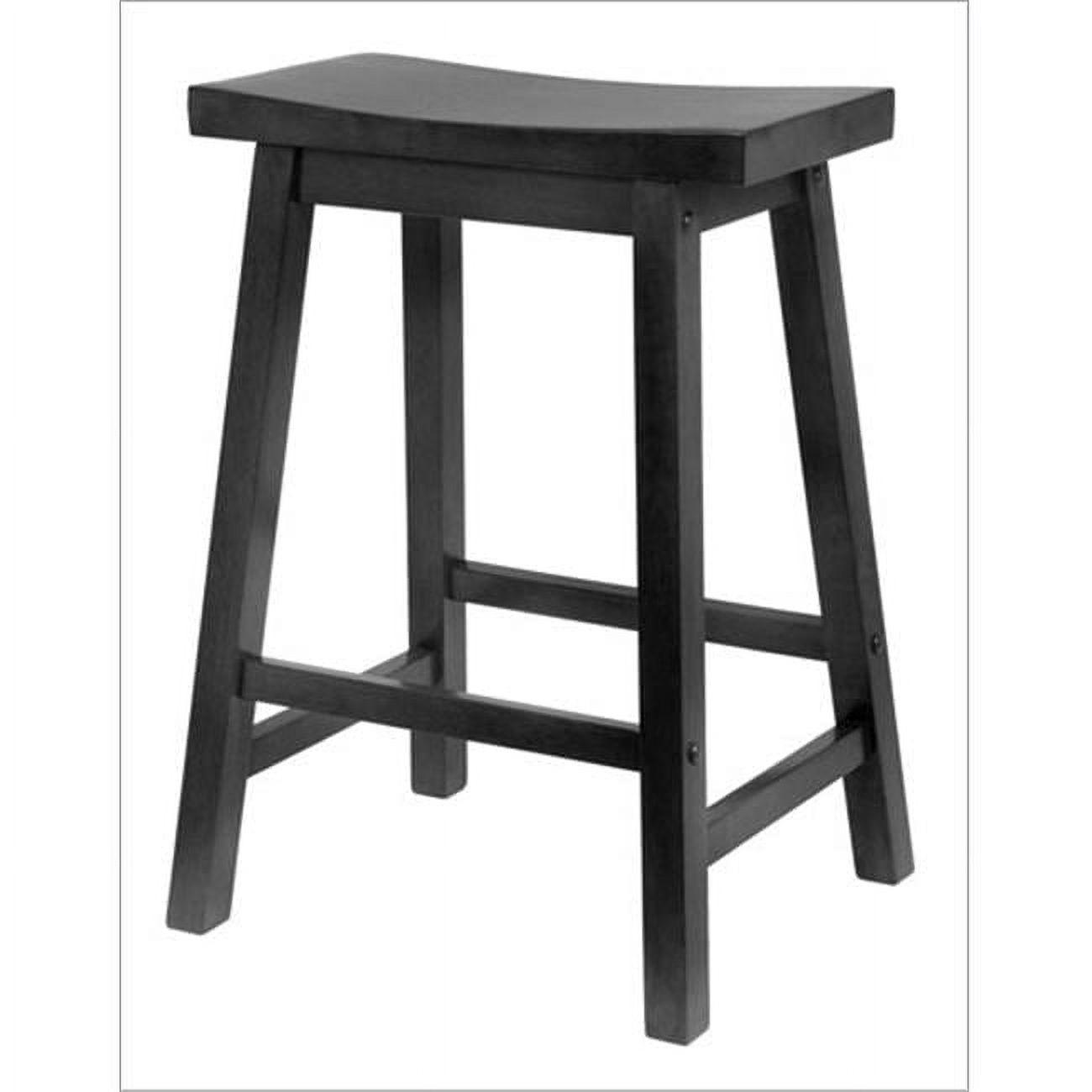 24" Satori Saddle Seat Counter Height Barstool Black - Winsome: Solid Hardwood, Backless Design