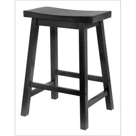 24" Satori Saddle Seat Counter Height Barstool Black - Winsome: Solid Hardwood, Backless Design