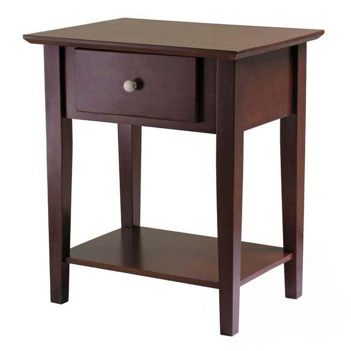 Walnut Transitional 1-Drawer Nightstand with Shelf