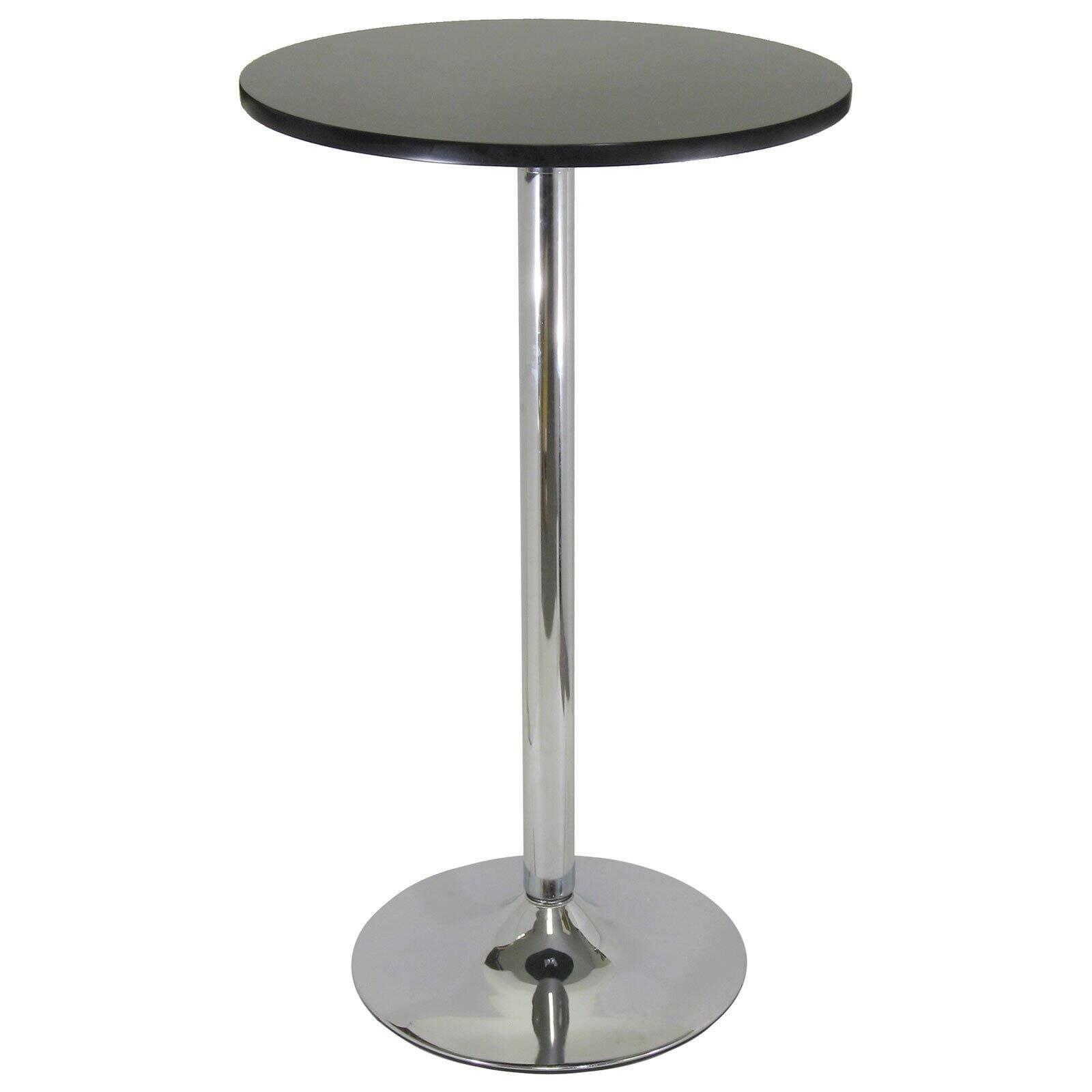 Transitional Black Wood and Chrome 24" Round Pub Table