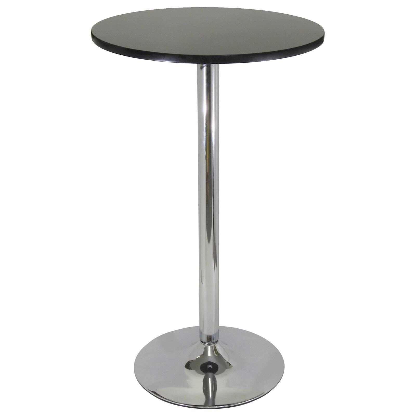 24" Spectrum Round Bar Height Table with Metal Legs Black - Winsome: Chrome Base, MDF Top, Contemporary Style