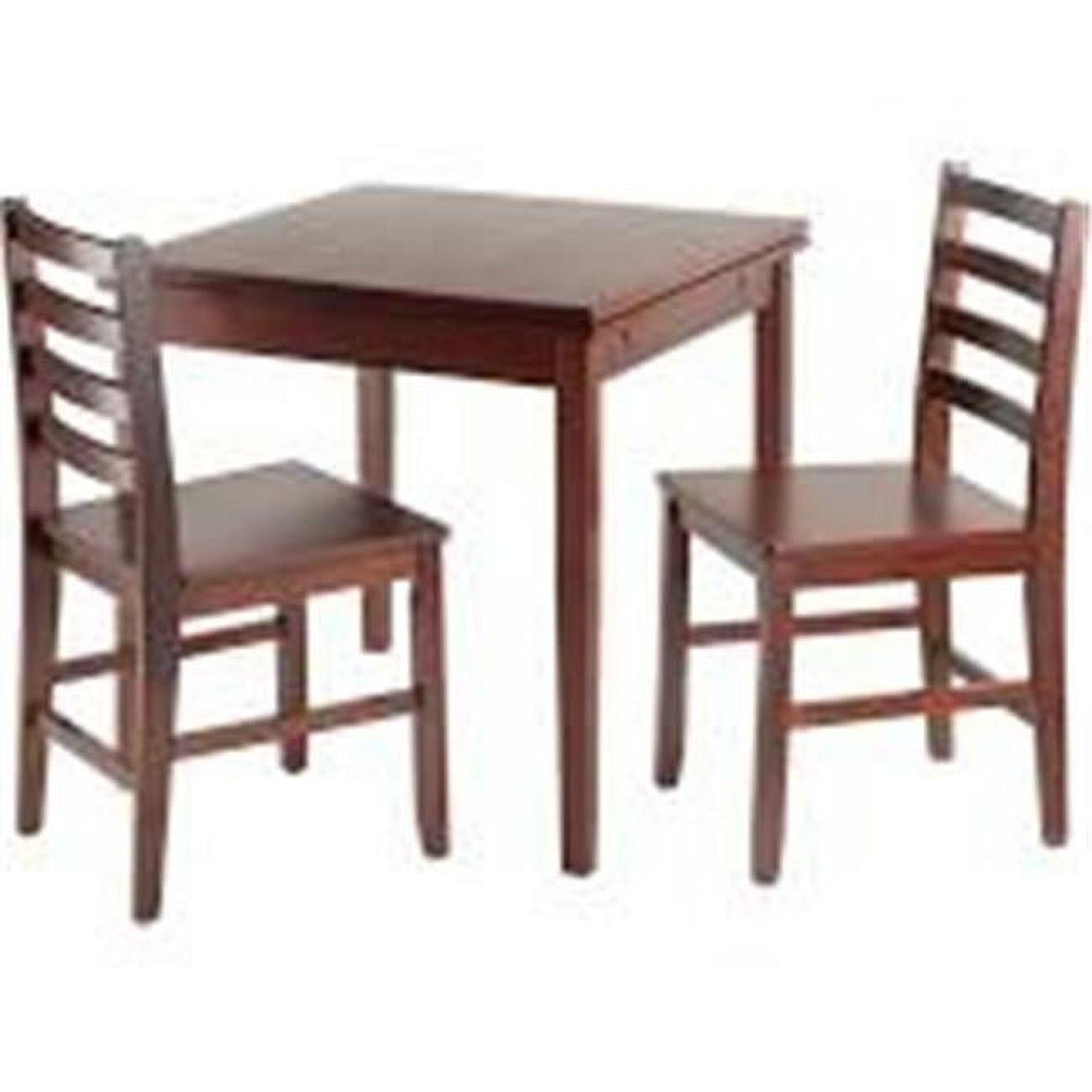 Winsome Trading  Pulman Extension Table with 2 Ladder Back Chairs Set - Walnut