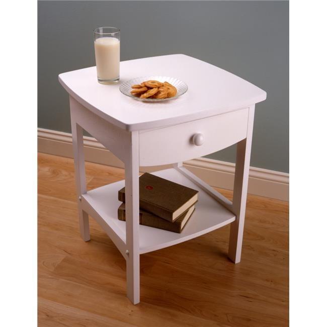 Claire Accent Table White - Winsome: Wood Composite Nightstand with Drawer & Shelf, Spot Clean