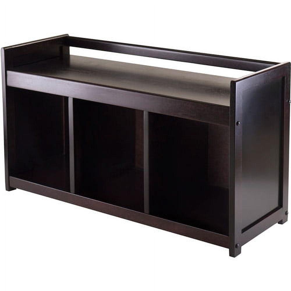 Espresso Transitional Storage Bench with Three Cubbies