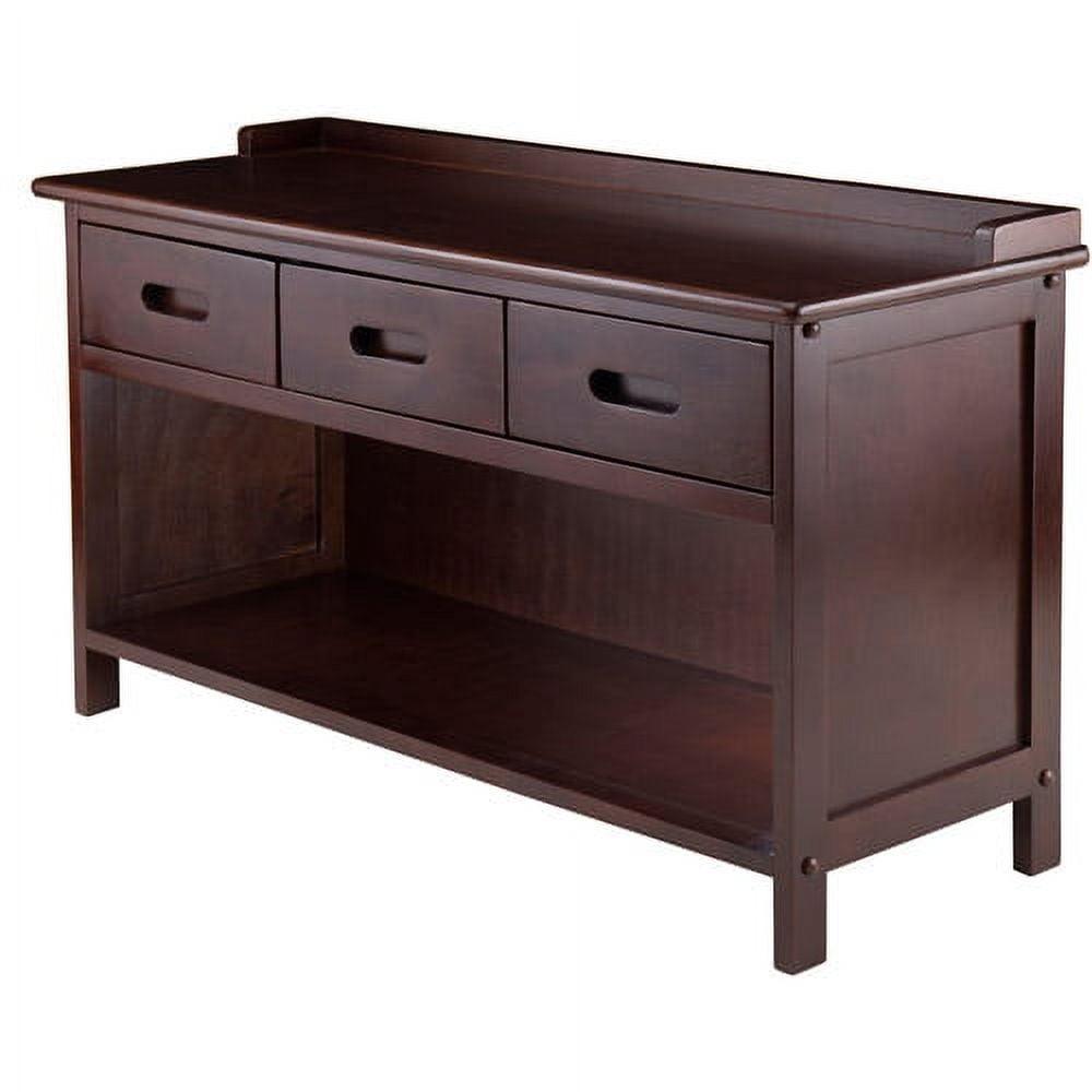 Transitional Walnut Finish Storage Bench with 3 Drawers