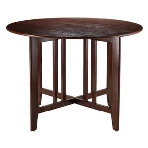 42" Alamo Round Double Drop Leaf Dining Table Wood/Walnut - Winsome: Hardwood Frame, Seats 4, Criss Cross Base