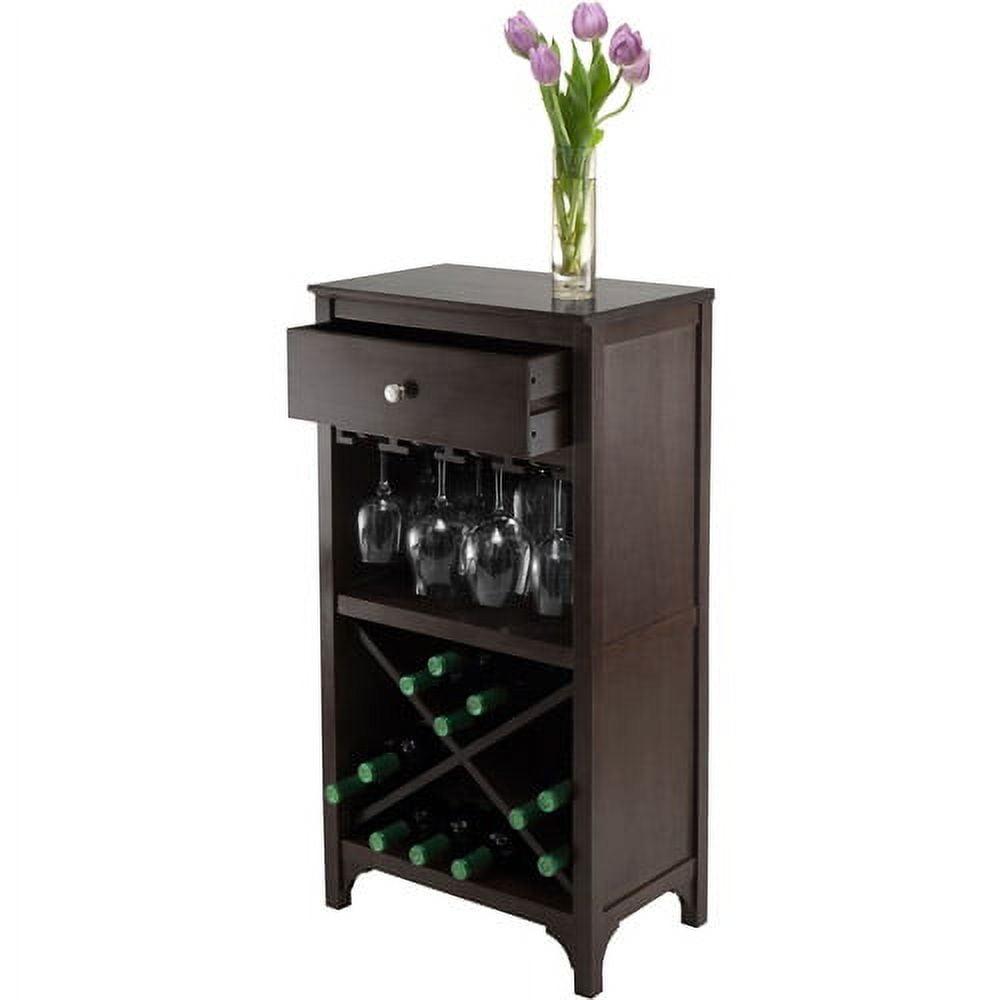 X-Shelf Drawer Wine Cabinet Wood/Coffee - Winsome