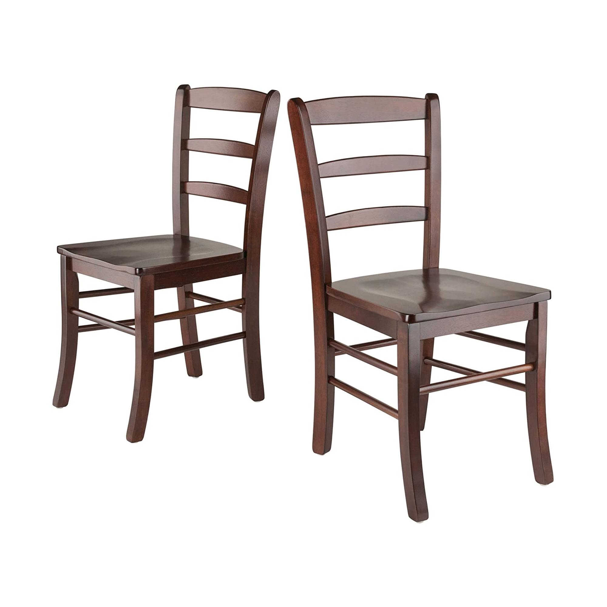 Set of 2 Ladder Back Chair Antique Walnut - Winsome: Hardwood, Non-Unupholstered, Kitchen Seating