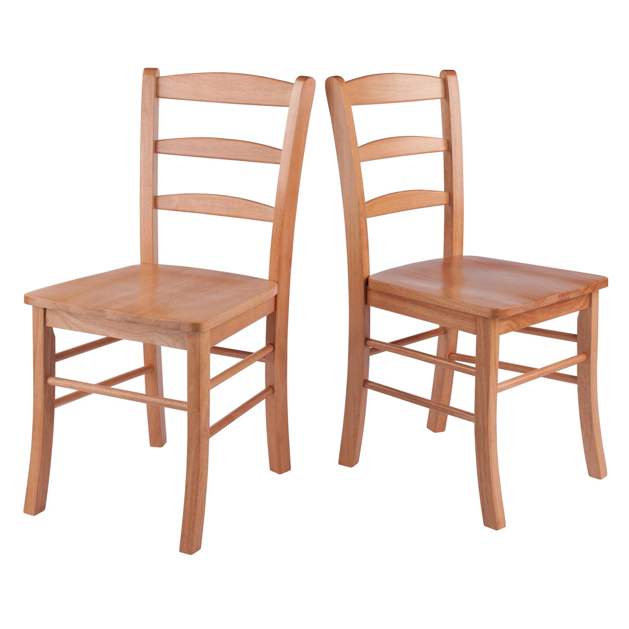 Mid-Century Modern Light Oak Ladderback Side Chair Set