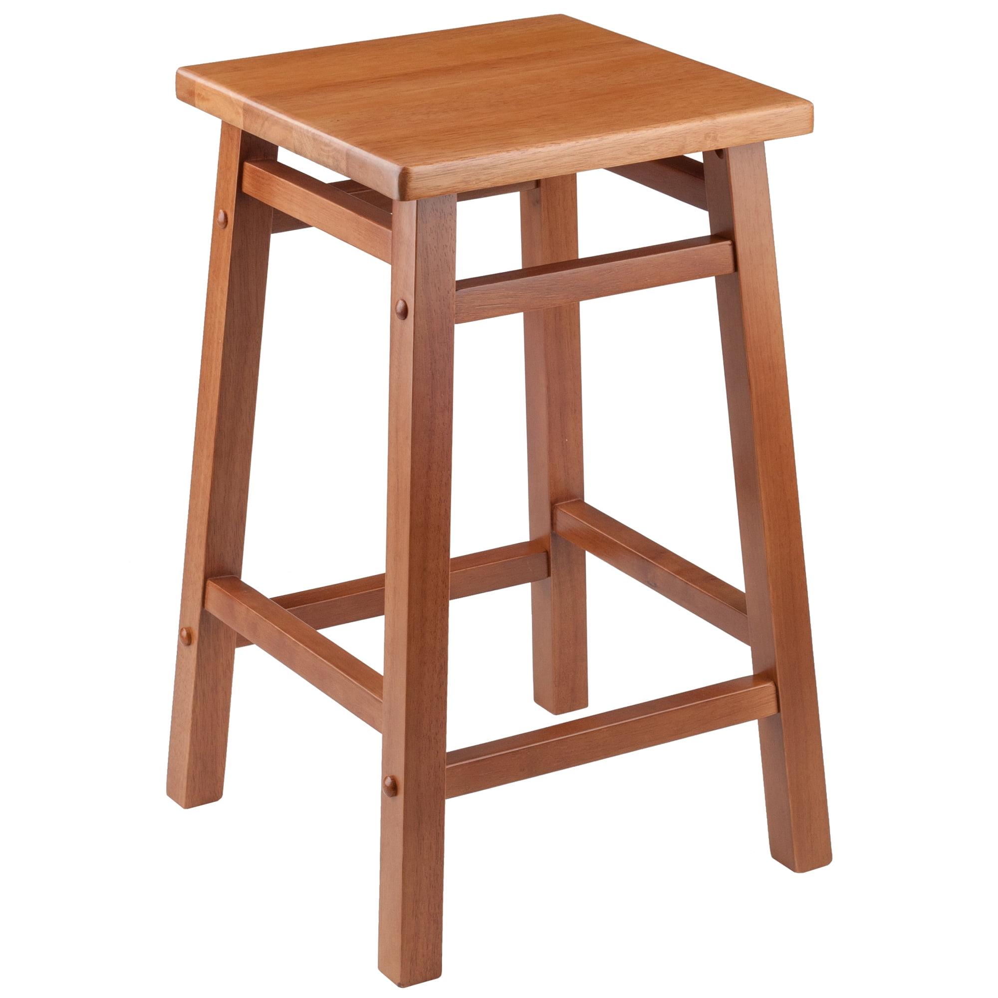 Carter Transitional Teak Finish Solid Wood Square Counter Stool