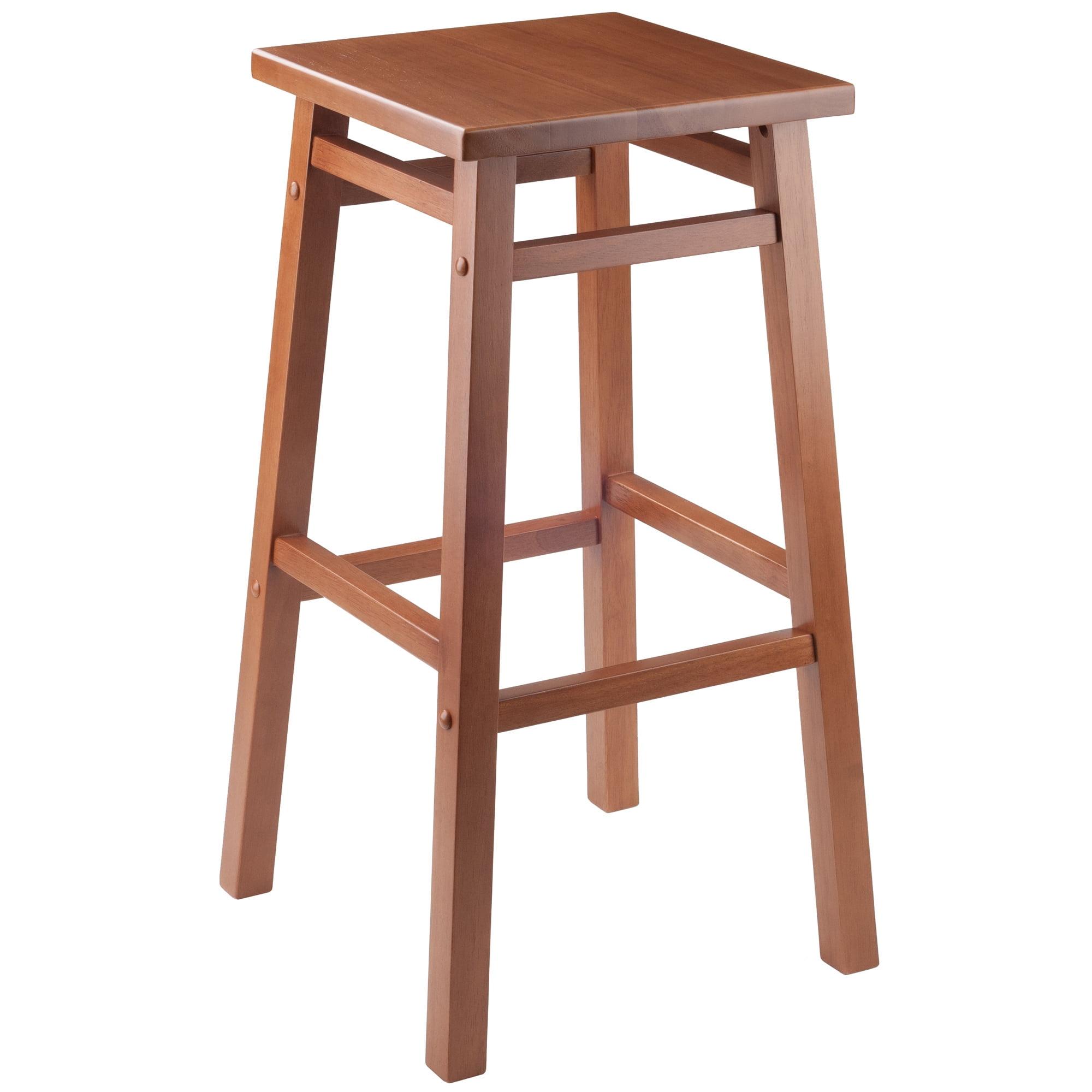 Transitional Teak Wood Carter Square 29" Bar Stool